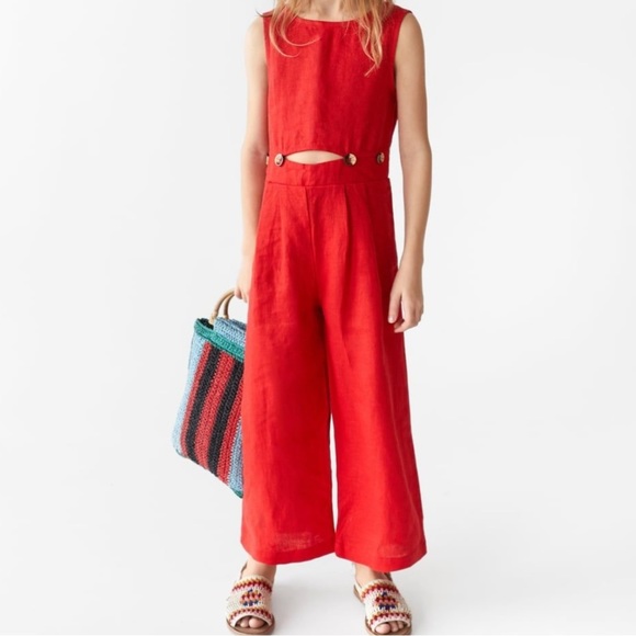 Zara Other - Zara Jumpsuit Size 14 Red Cutouts Sleeveless Holiday Christmas New Years